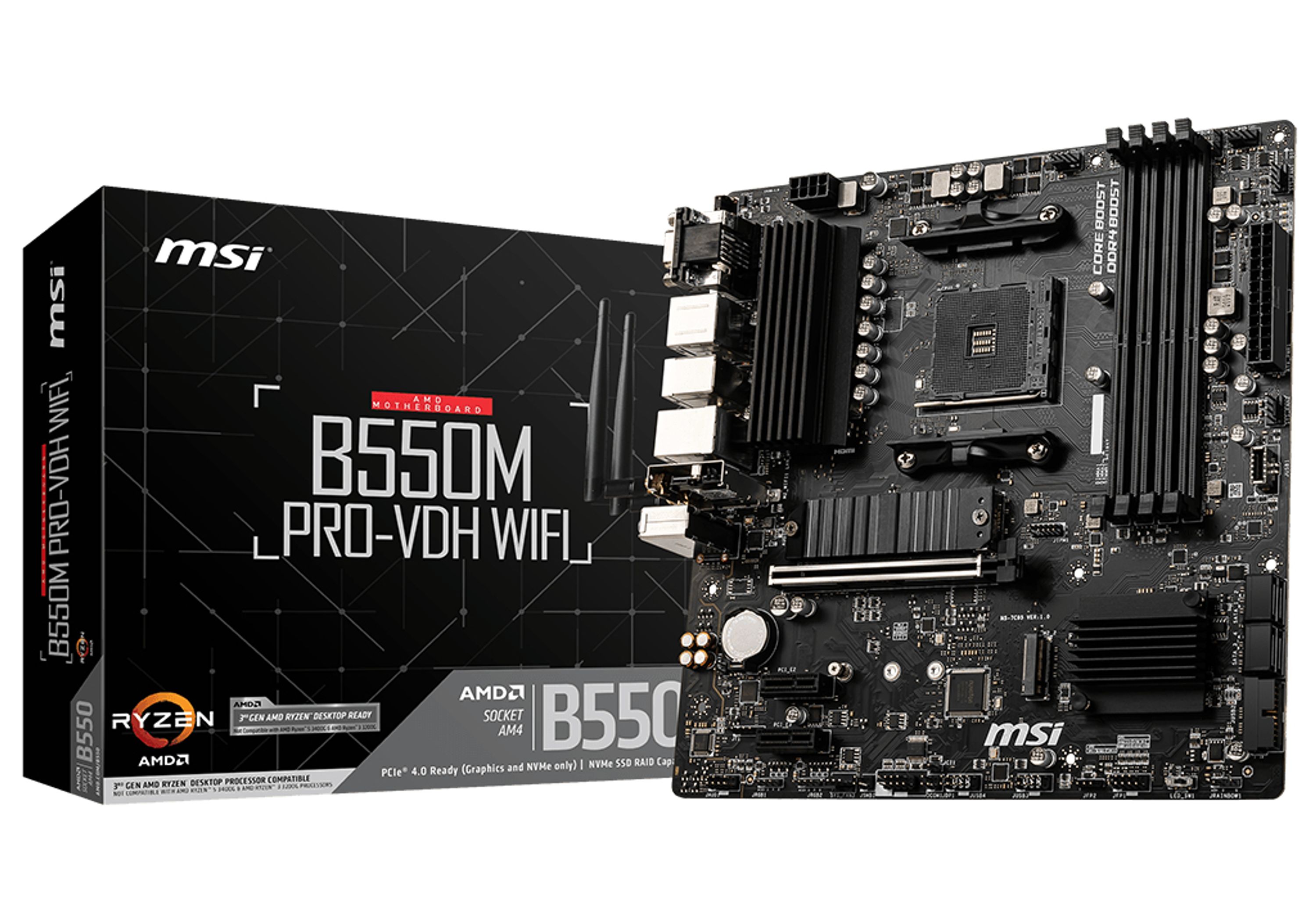 MSI B550M PRO-VDH WIFI Motherboard AMD B550 Sockel AM4 micro ATX
